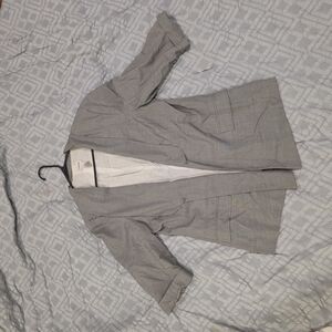 Chico's Cream and Gray Striped Blazer
